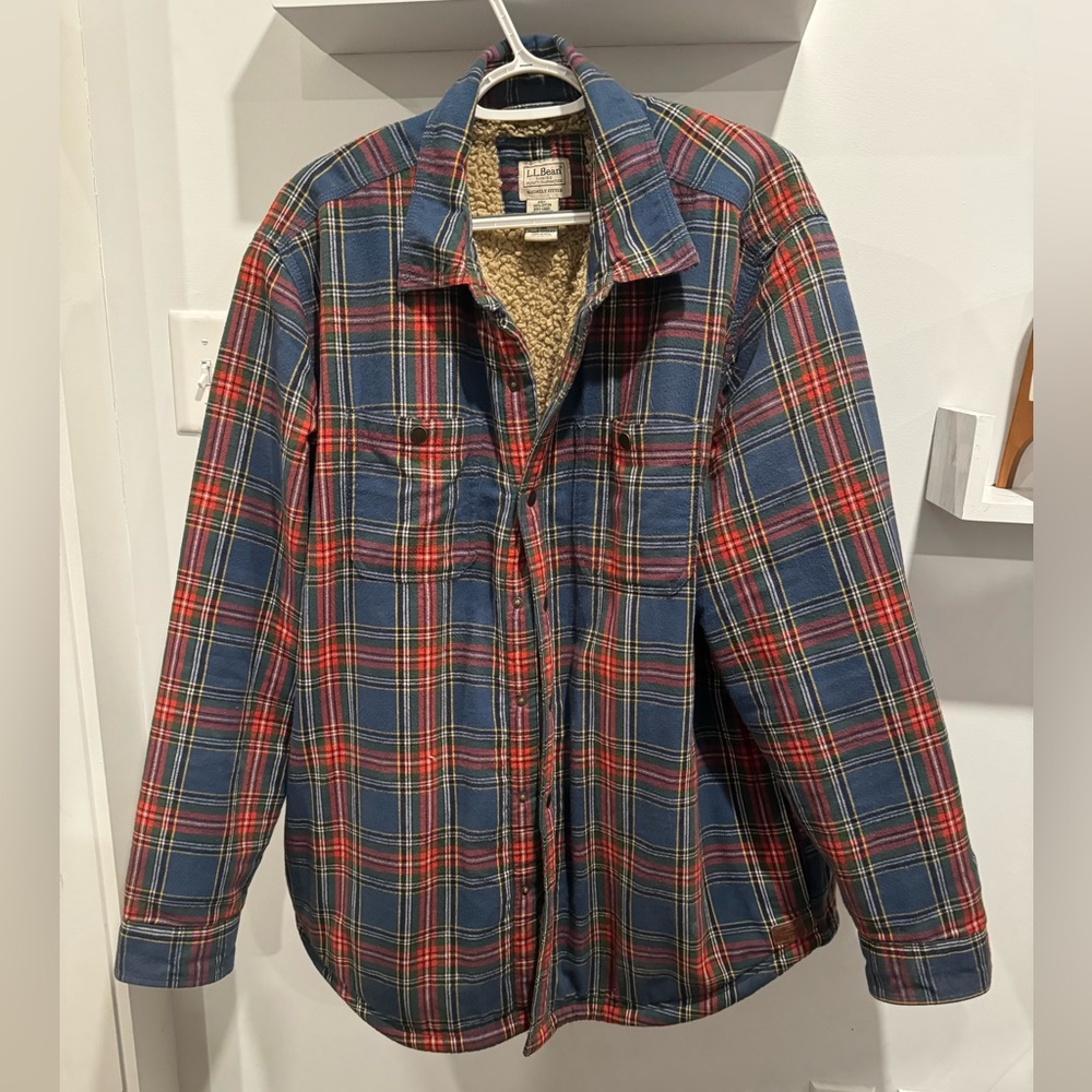 Vintage llbean Sherpa lined flannel jacket